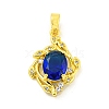 Brass Micro Pave Blue Cubic Zirconia Pendants KK-P263-06D-G-1