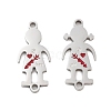 Valentine's Day 304 Stainless Steel FireBrick Enamel Boy Girl Connector Charms STAS-Z078-16P-1