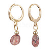 Natural Strawberry Quartz Beads Hoop Earrings for Women EJEW-JE06164-1