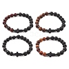 Natural & Synthetic Mixed Gemstone & Wood Cross Beaded Stretch Bracelet BJEW-JB09623-1