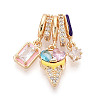 Brass Micro Pave Cubic Zirconia Pendants KK-T072-40G-1