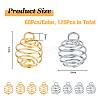 HOBBIESAY 120Pcs 2 Colors Iron Spring Bead Cage Pendants IFIN-HY0001-07-2