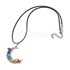 Tibetan Style Alloy Moon Pendant Necklace NJEW-JN04607-01-4