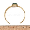 Synthetic Bronzite and Malachite Half Round 304 Stainless Steel Hollow Cuff Bangle for Women BJEW-JB14491-01-4