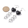 Acrylic & Glass Heart with Enamel Dangle Earrings EJEW-JE05415-01-2