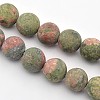 Frosted Round Natural Unakite Beads Strands G-E302-107-10mm-1