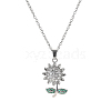 Brass Crystal Rhinestone Sunflower Pendant Necklaces JV9575-3