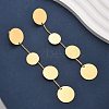 304 Stainless Steel Flat Round Tassel Stud Earrings EJEW-C142-11G-3