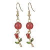 Valentine's Day Alloy Enamel Dangle Earrings with Brass Pins EJEW-JE05331-4