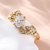 Brass Micro Pave Clear Cubic Zirconia Adjustable Rings for Women RJEW-C118-04G-1