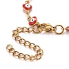 Enamel Heart with Evil Eye Link Chains Bracelet BJEW-P271-06G-03-3