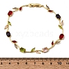 Leaf Brass Micro Pave Cubic Zirconia Link Chain Bracelets for Women BJEW-D455-01G-04-5