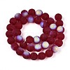 Frosted Transparent Glass Beads Strands GLAA-T032-T10mm-MBB20-2