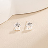 Brass Pave Clear Cubic Zirconia Stud Earrings for Women WGFB949-01-2