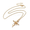 304 Stainless Steel Cross with Flower Pendant Necklaces for Women NJEW-A020-03H-G-2