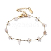 Natural Rose Quartz Chips Beaded Chain Bracelets BJEW-G692-01B-1