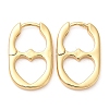 Rack Plating Brass Oval with Heart Hoop Earrings EJEW-D064-09G-1