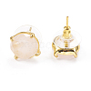 Natural Rose Quartz Stud Earrings EJEW-L196-05F-2