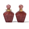 Natural Strawberry Quartz Openable Perfume Bottle Pendants G-I381-02G-03-1