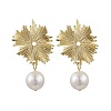 Brass Shell Pearl Stud Earrings for Women EJEW-JE06243-2