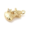 Marine Animal Theme Golden Brass Micro Pave Clear Cubic Zirconia Pendants KK-U031-01G-03-2