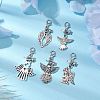 5Pcs 5 Styles Angel Tibetan Style Alloy Pendant Decorations HJEW-JM02044-2