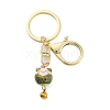 Fortune Cat Porcelain Pendant Keychain KEYC-G064-03F-1