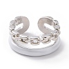 Enamel Double Line Open Cuff Ring RJEW-E051-01P-04-2