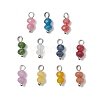 11Pcs 11 Colors Dyed Natural Malaysia Jade Faceted Rondelle Beaded Charms PALLOY-JF04797-02-1