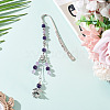 Natural Amethyst Round Beads & Alloy Angel Bookmarks AJEW-TA00053-3