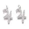 Brass Micro Pave Clear Cubic Zirconia Pendants ZIRC-O035-08P-1