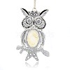 Antique Silver Plated Alloy Gemstone Owl Big Pendants G-N0085-01-2