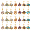 28Pcs 7 Styles Tibetan Style Alloy Gemstone Chip European Dangle Charms PALLOY-FH00009-1