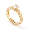 Adjustable Brass Micro Pave Clear Cubic Zirconia Finger Rings RJEW-L098-003A-G-2