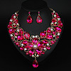 Teardrop Alloy Rhinestone Pendant Necklaces & Stud Earrings Sets for Women WG498A8-02-1