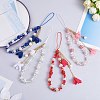 Polymer Clay Rhinestone & Glass Beaded Chain Mobile Strap HJEW-SW00021-03-5