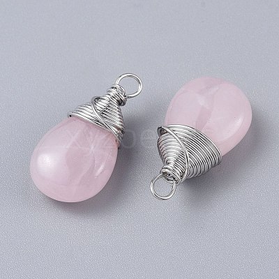 Natural Rose Quartz Pendants G-K305-D03-P-1