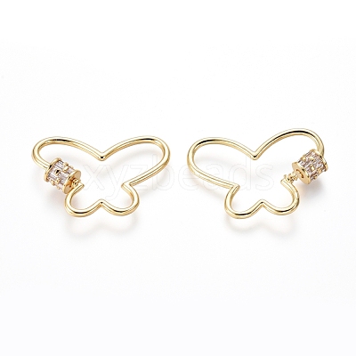 Brass Micro Pave Cubic Zirconia Screw Carabiner Lock Charms ZIRC-I031-03G-1