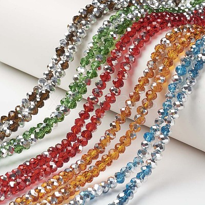 Electroplate Transparent Glass Beads Strands EGLA-A034-T6mm-M-1