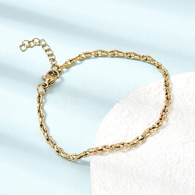 3MM 304 Stainless Steel Twisted Oval Link Chain Bracelets for Man and Women SA-CBAB767-17A-G-1