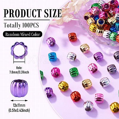 100Pcs UV Plating Opaque Acrylic European Beads PACR-TA0001-32B-1