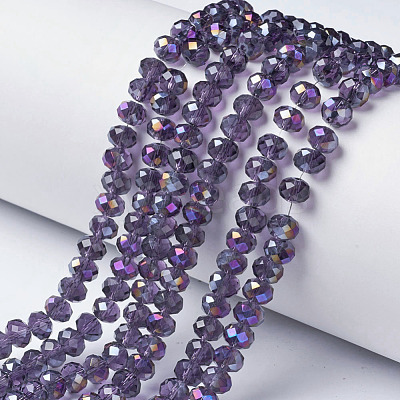 Electroplate Transparent Glass Beads Strands EGLA-A034-T4mm-F09-1