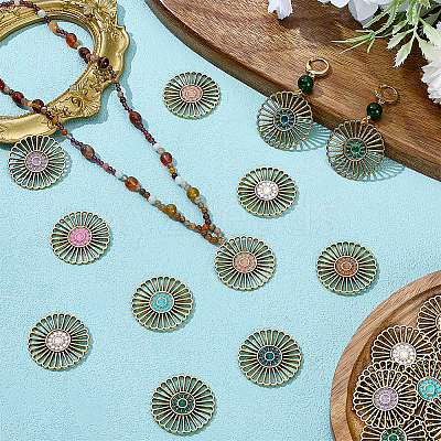 36Pcs 9 Colors Alloy Enamel Flower Chandelier Component Links FIND-PH0059-71-1