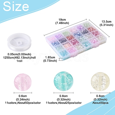 850Pcs Crackle Glass Beads Strands GLAA-FS0002-08-1