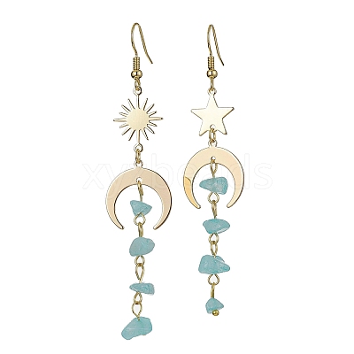 Moon & Sun & Star Brass Asymmetrical Earrings EJEW-JE05461-05-1