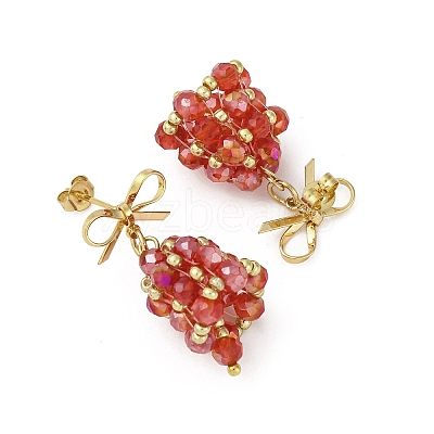 3 Pairs Christmas Bell Brass Dangle Stud Earrings EJEW-MZ00495-1