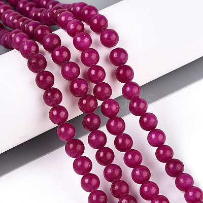 Dyed Natural Mashan Jade Round Beads Strands G-T139-6mm-67D-1