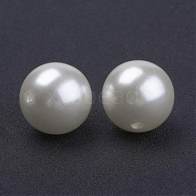 Creamy White Acrylic Imitation Pearl Round Beads for Chunky Kids Necklace X-PACR-20D-12-1