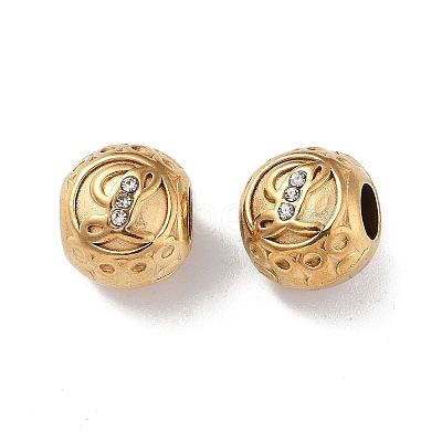 Ion Plating(IP) 304 Stainless Steel Rhinestone European Beads STAS-A092-10L-G-1