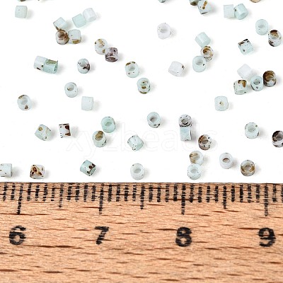 Spray Painted Picasso Cylinder Glass Seed Beads GLAA-T028-12A-08-1